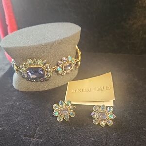 Heidi Daus Gold Bracelet with Purple and Green Accents